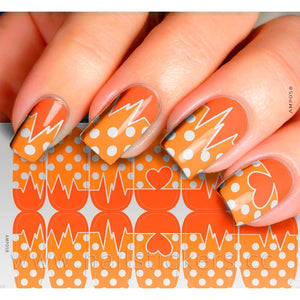 Orange and white polka dot nail polish wraps strips Olivia style