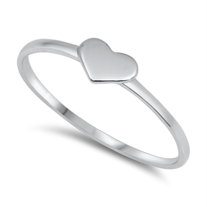 .925 Sterling Silver Little Heart Ring Sizes 4-10 Ladies and Kids Midi ...