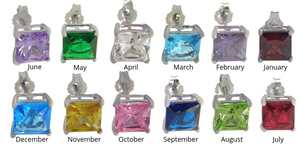 Ladies Square Cut Birthstone Earring Color Chart