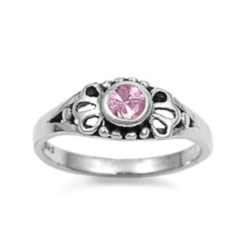 Sterling Silver Pink Topaz CZ Ring Size 1-5 by Blades and Bling Sterling Silver Jewelry