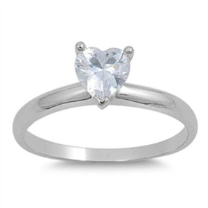 Sterling Silver CZ 1 carat Heart Engagement Ring size 4-9 - Blades and Bling Sterling Silver Jewelry