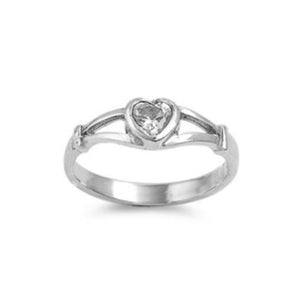 Clear white colorless heart ring
