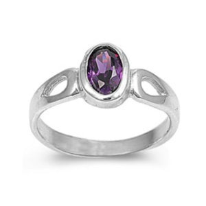 Sterling Silver Amethyst Purple CZ Ring Size 1-5