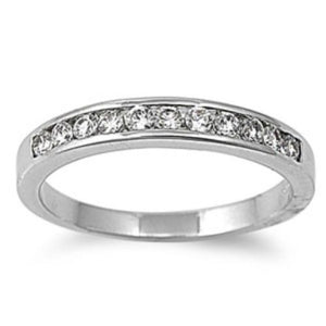 Sterling Silver Clear White CZ Wedding Band Ring size 4-11 - Blades and Bling Sterling Silver Jewelry