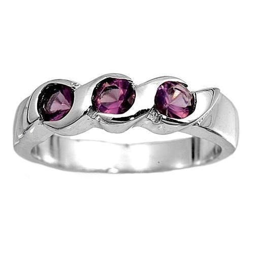 Sterling Silver Purple Amethyst CZ Three Stone Ring Size 1-2 by Blades and Bling Sterling Silver Jewelry