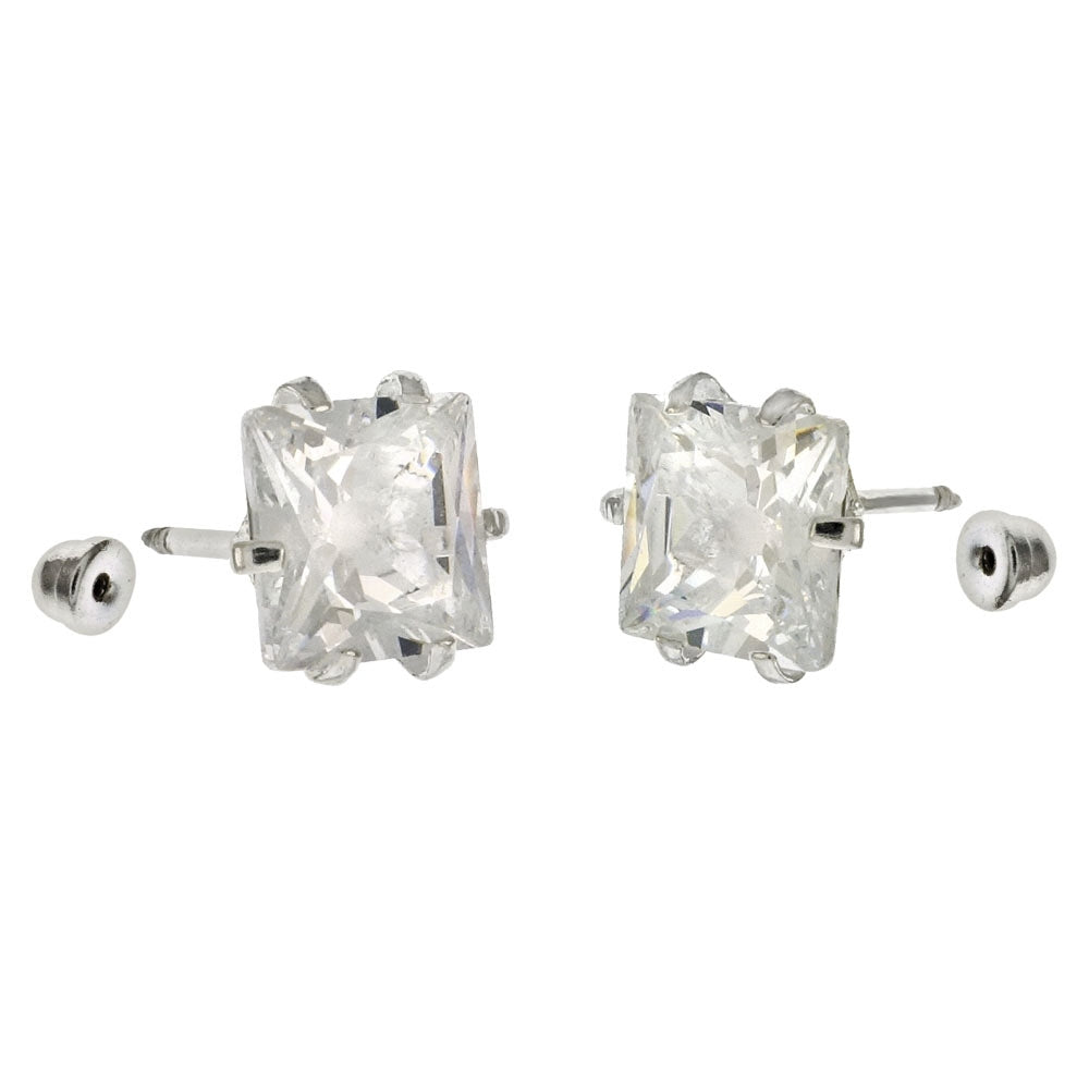 Cubic zirconia screw-back unisex stud earrings