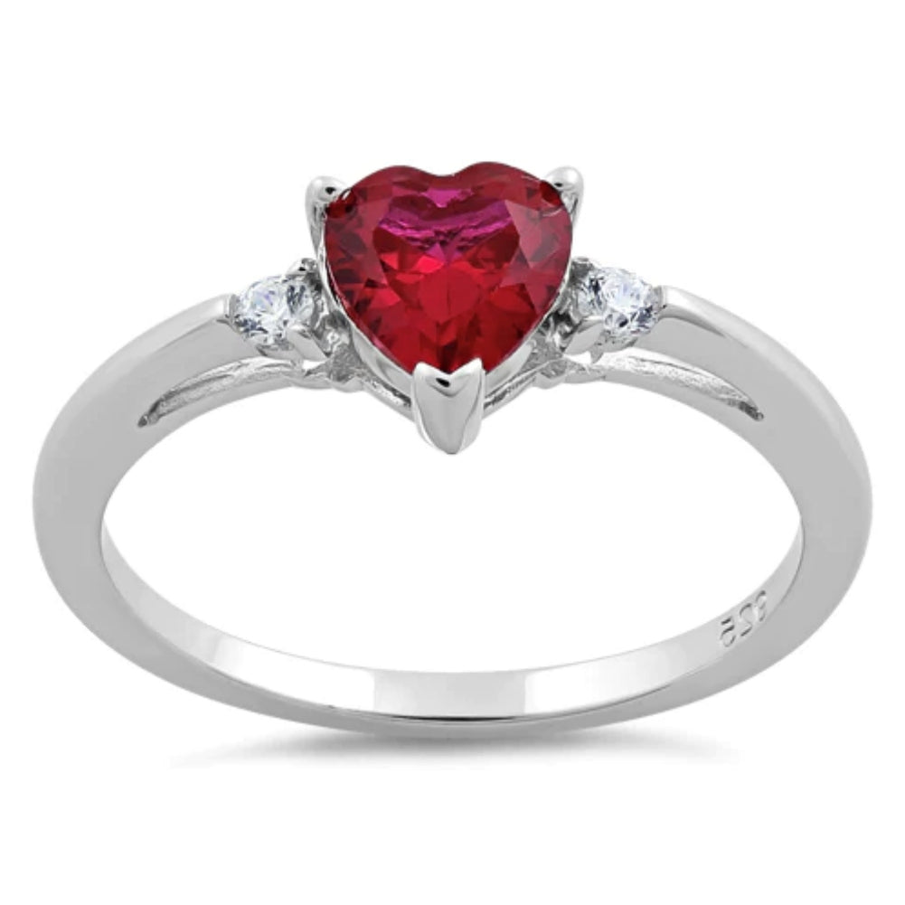 Red ruby birthstone ring