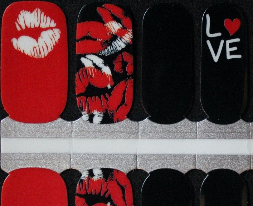 Lipstick Kisses and Hearts Nail Polish Wraps Stickers