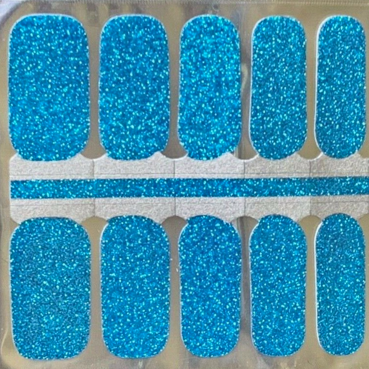 Ladies blue glitter nail polish wraps