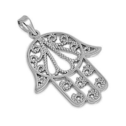 Sterling Silver Large Hand of God Cable Rope Twist pendant - Large - Blades and Bling Sterling Silver Jewelry