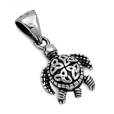 Sterling Silver Small Moving Jointed Turtle with Celtic Knots pendant - Blades and Bling Sterling Silver Jewelry