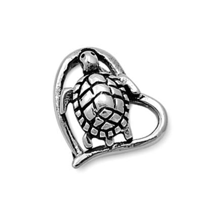 Sterling Silver Tiny Turtle Heart pendant - Blades and Bling Sterling Silver Jewelry