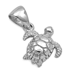 Sterling Silver Tiny Tilted Sea Turtle pendant - Blades and Bling Sterling Silver Jewelry