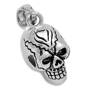 Sterling Silver Smiling Skull Goth Biker pendant - Blades and Bling Sterling Silver Jewelry