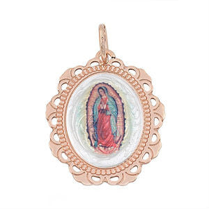 Sterling Silver Our Lady of Guadalupe Oval Medallion pendant - Blades and Bling Sterling Silver Jewelry