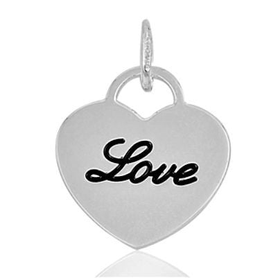 Sterling Silver "Love" Script Cursive Heart Shaped Dog Tag pendant - Blades and Bling Sterling Silver Jewelry