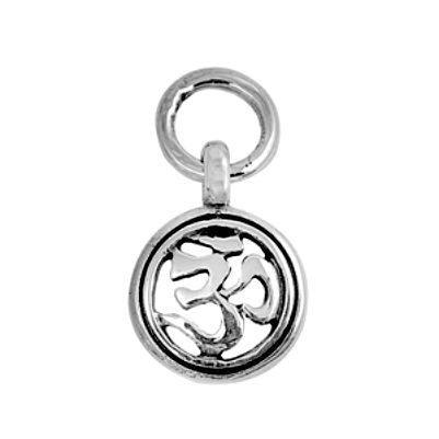 Sterling Silver Om Meditation Religious Symbol Circle pendant - Blades and Bling Sterling Silver Jewelry