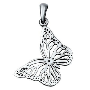 Sterling Silver Small Tilted Butterfly Outline pendant charm - Blades and Bling Sterling Silver Jewelry