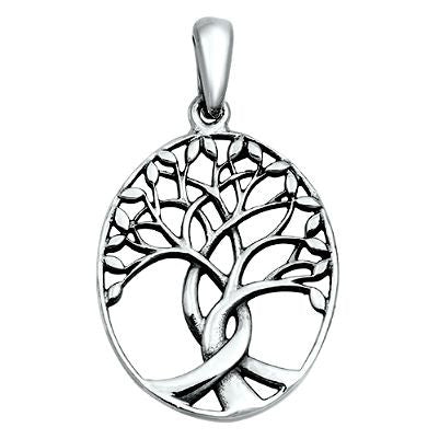 Sterling Silver Tree of Life with Leaves Three Trees pendant (Yggdrasil)