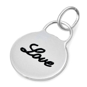 Sterling Silver Love Round Dog Tag pendant - Blades and Bling Sterling Silver Jewelry