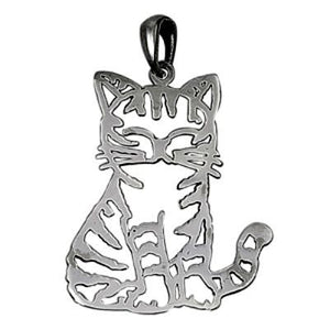 Sterling Silver Smiling Happy Cat Outline pendant - Blades and Bling Sterling Silver Jewelry