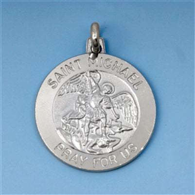 Sterling Silver St. Michael Pray for Us Medal Medallion Coin pendant - Blades and Bling Sterling Silver Jewelry