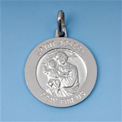Sterling Silver St. Joseph Pray for Us Medal Medallion Coin pendant - Blades and Bling Sterling Silver Jewelry