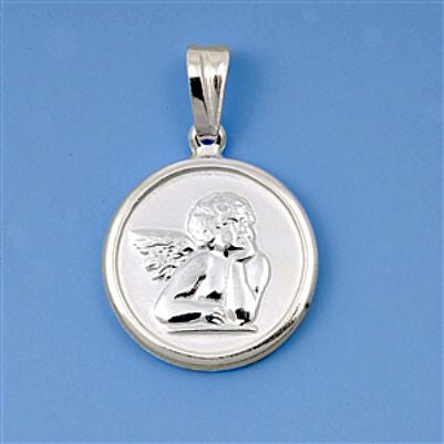 Sterling Silver Angel Cherub Medal Medallion Coin pendant - Blades and Bling Sterling Silver Jewelry