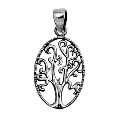 Sterling Silver Oval Family Tree of Life Heart Infinity pendant (Yggdrasil) - Blades and Bling Sterling Silver Jewelry