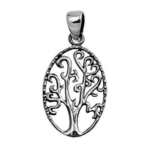 Sterling Silver Oval Family Tree of Life Heart Infinity pendant (Yggdrasil) - Blades and Bling Sterling Silver Jewelry