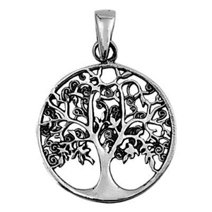 Sterling Silver Summer Leaves Family Tree of Life Infinity pendant (Yggdrasil) - Blades and Bling Sterling Silver Jewelry
