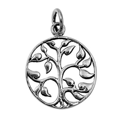 Sterling Silver Family Tree of Life with Leaves pendant (Yggdrasil) - Blades and Bling Sterling Silver Jewelry