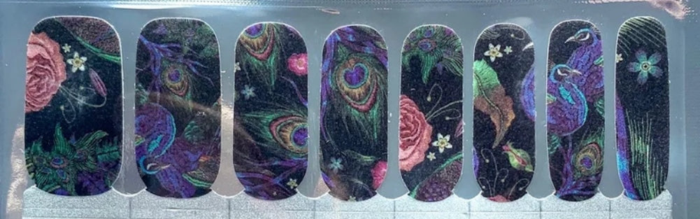 Feathers and roses nail polish wraps strips