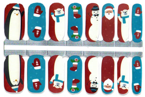 Polar Bear, Penguin, and Santa Nail Polish Wraps Strips Mixed Manicure For Ladies and Girls