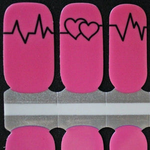 Pink hearbeat nurse and doctor nail polish wraps strips