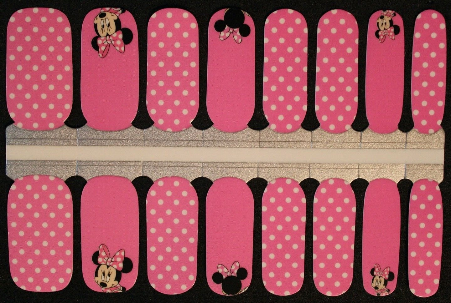 Pink and white polka dot nail wraps strips