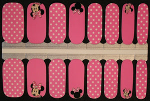 Pink and white polka dot nail wraps strips