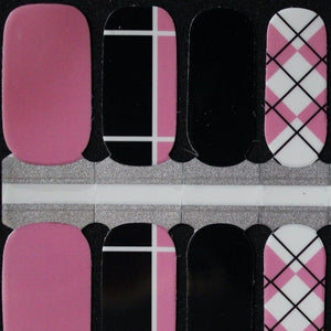 Pink and Black Argyle Sweater Mixed Mani nail polish wraps stickers