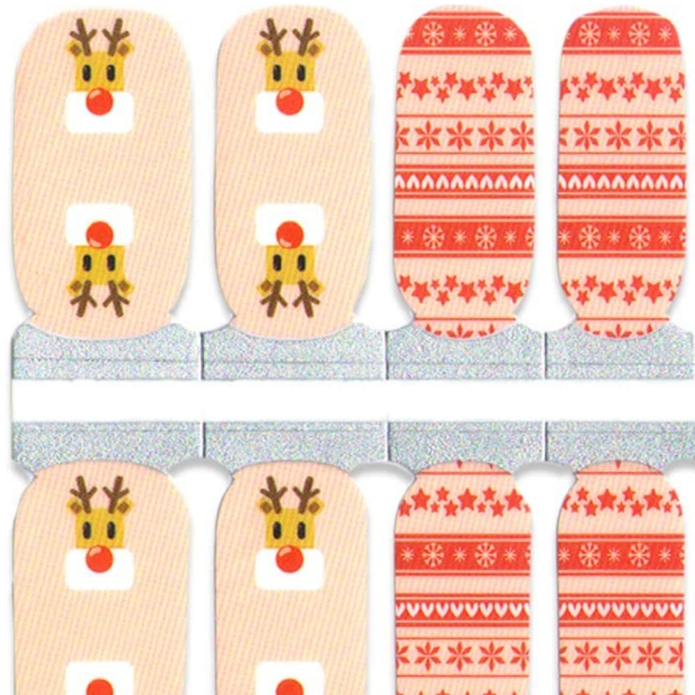 Pink and red holiday sweater nail polish wraps strips