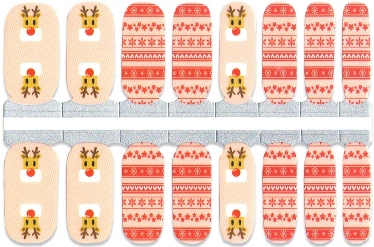 Rudolph the red nosed reindeer and Christmas sweater nail polish wraps strips