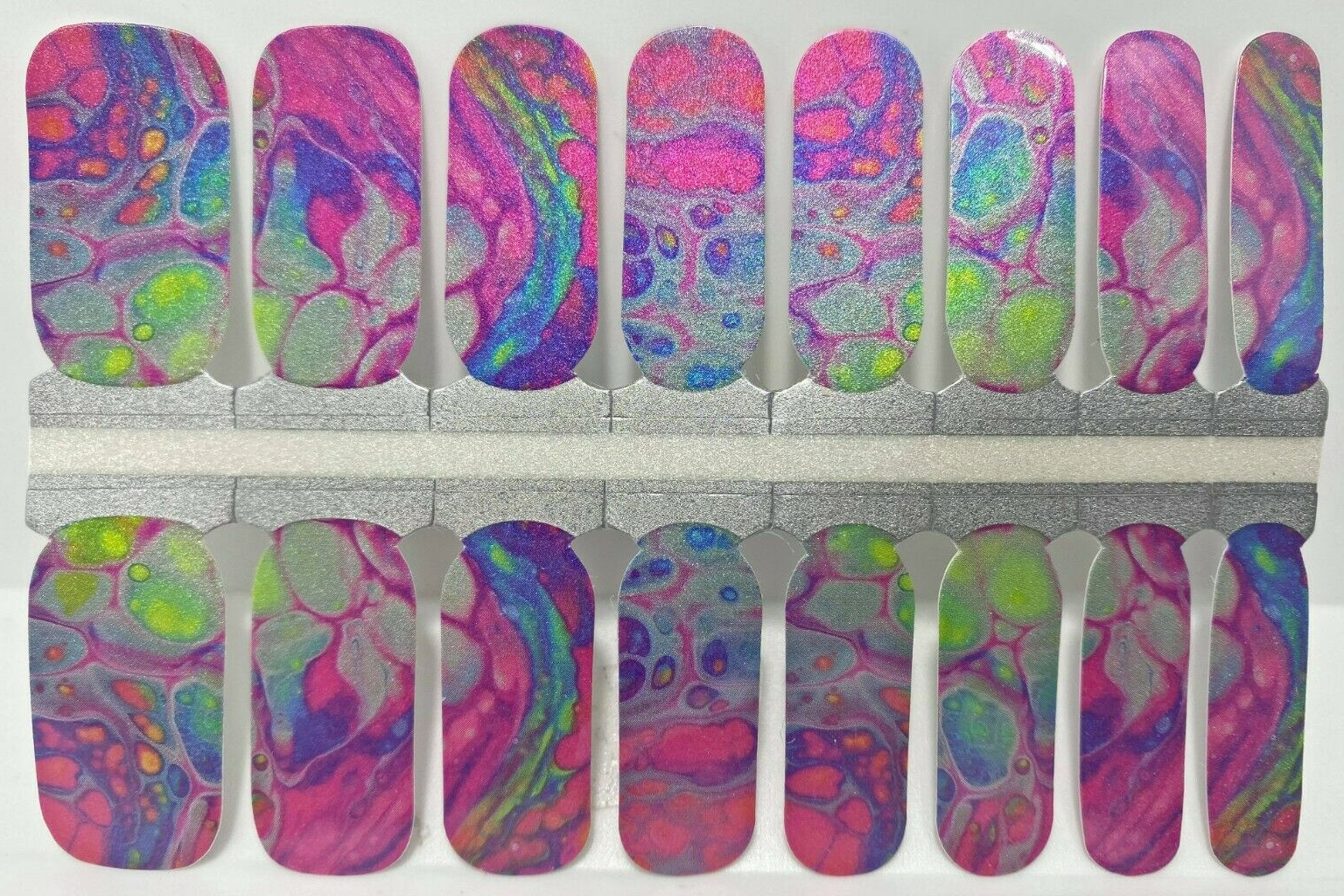 Pink neon marble nail wrap stickers