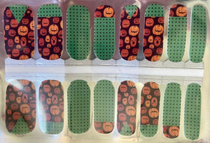 Halloween pumpkin nail polish wraps strips