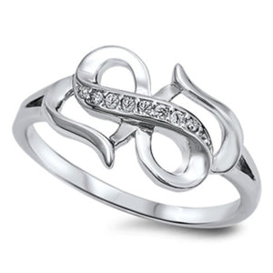 Sterling Silver Double Heart Round Cut CZ Infinity Ring size 4-10 - Blades and Bling Sterling Silver Jewelry