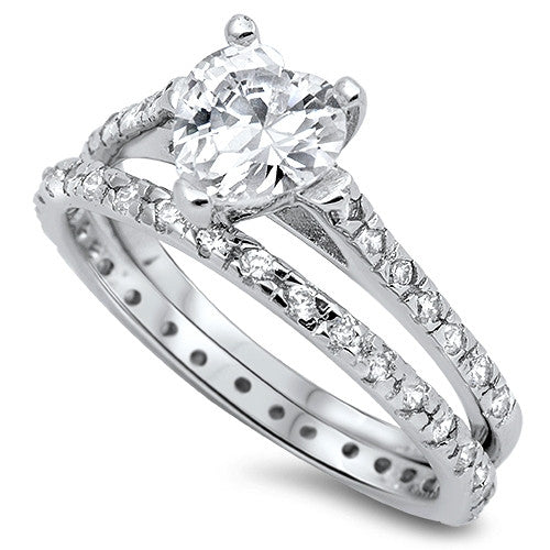 Sterling Silver CZ 2.5 carat Heart cut Wedding Ring Set Size 5-10 by  Blades and Bling Sterling Silver Jewelry