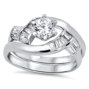 Sterling Silver CZ .75 carat Brilliant Round Cut Channel Wedding Ring Set 5-10 - Blades and Bling Sterling Silver Jewelry