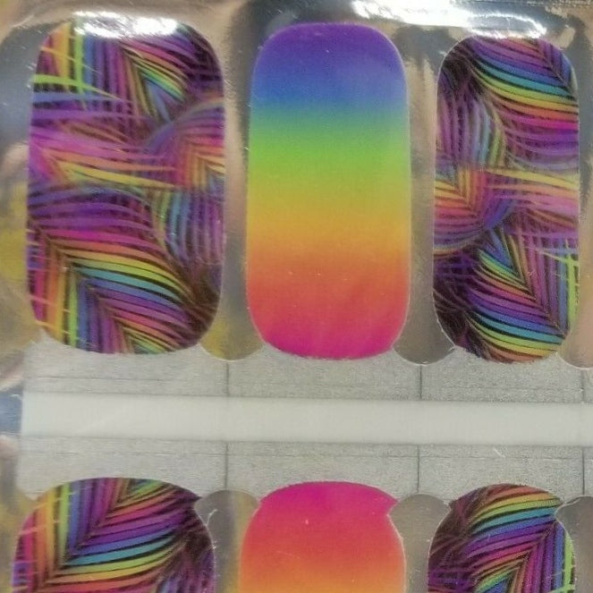 Neon ombre nail polish wraps strips