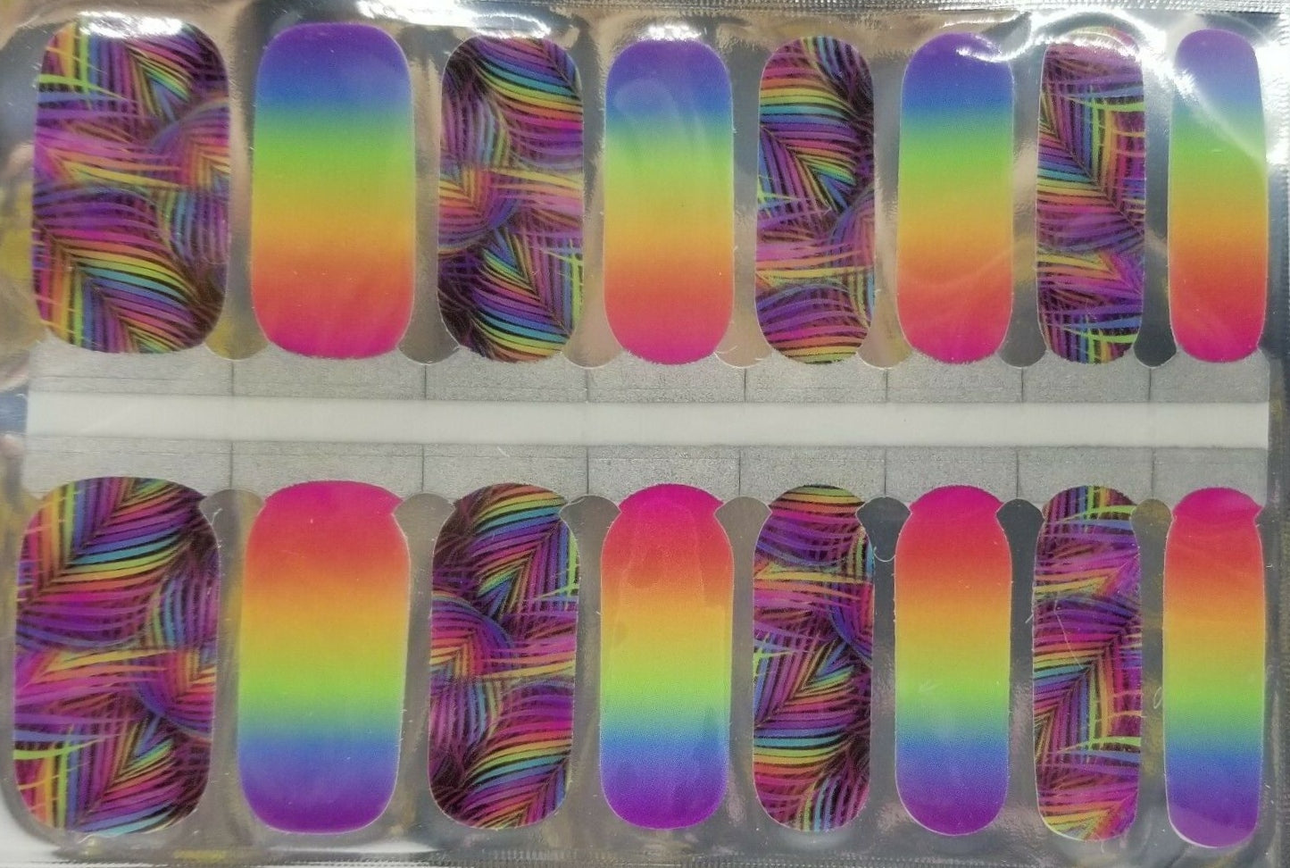 Rainbow feathers nail polish wraps strips 