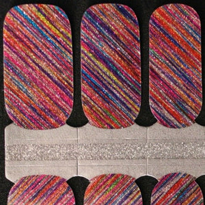 Rainbow diagonal stripes nail polish wraps strips 