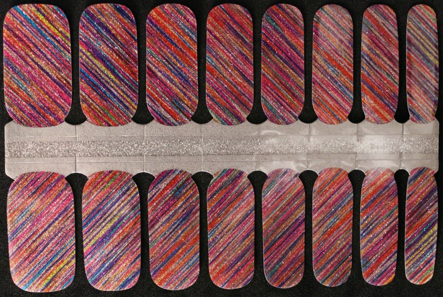 Glitter rainbow nail polish wraps strips
