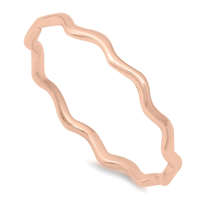 Squiggle stacking womens ring in rose gold over silver
